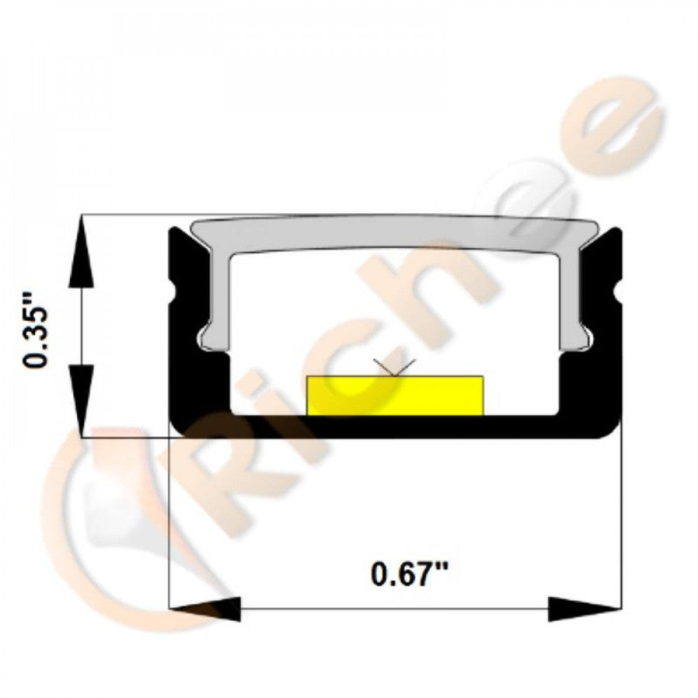 11/16" Black Low Profile Led Aluminum Channel-9631-Black