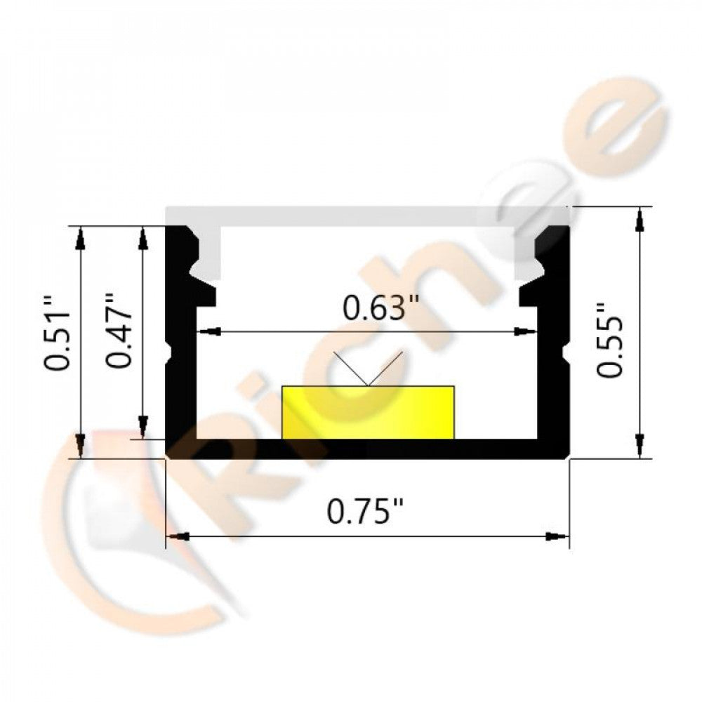 3/4" Deep Flat Led Aluminum Channel - 9638