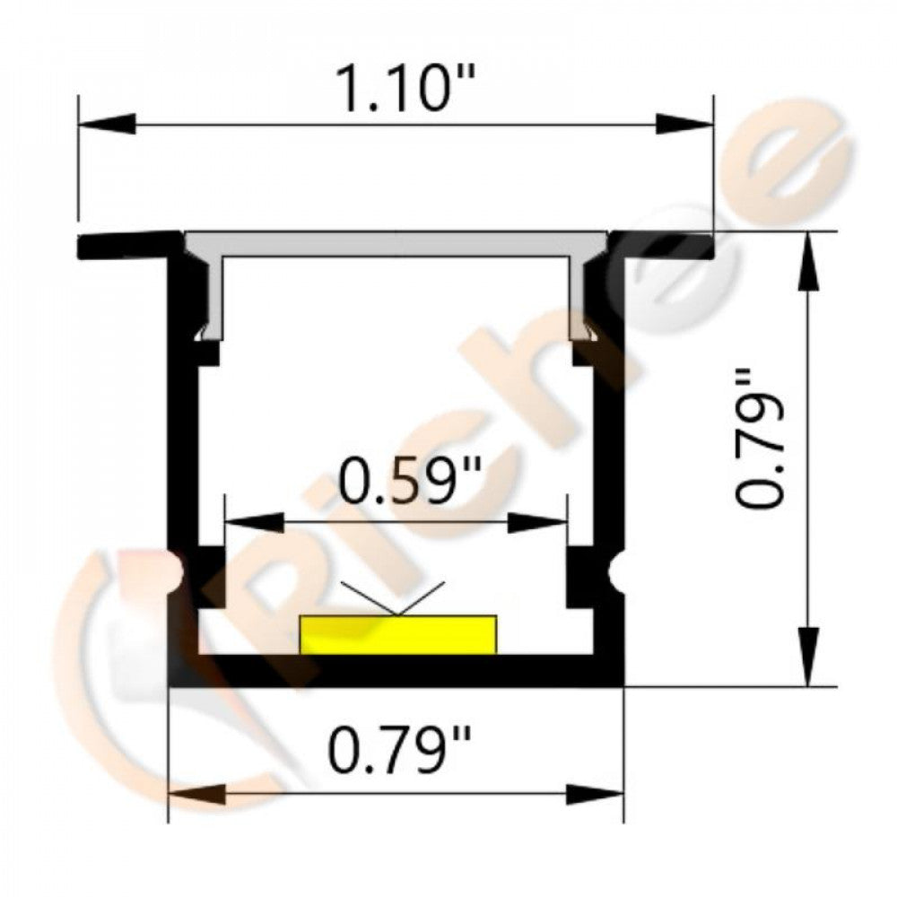 1-1/8" Deep Square Led Aluminum Channel W/ Trim 9641-W