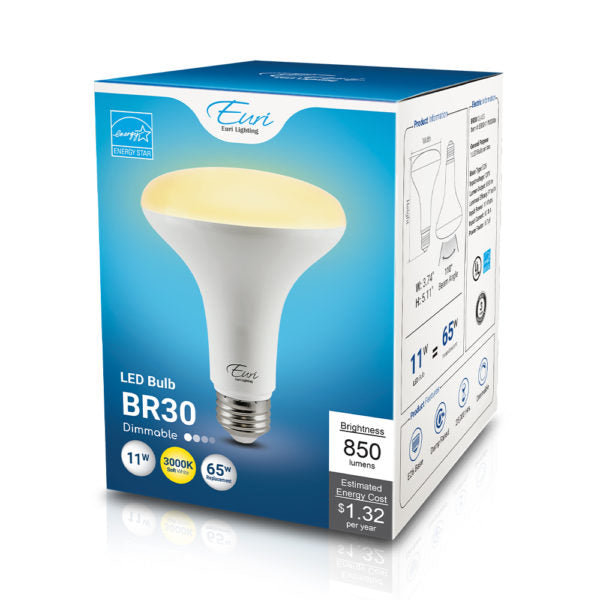 BR30 LED Bulb 11W 3000K - Euri Lighting