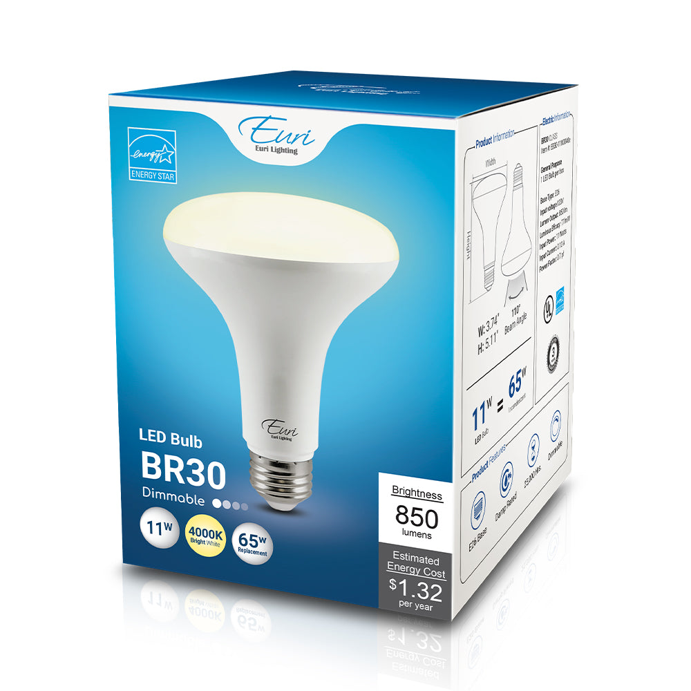 BR30 LED Bulb 11W 4000K - Euri Lighting