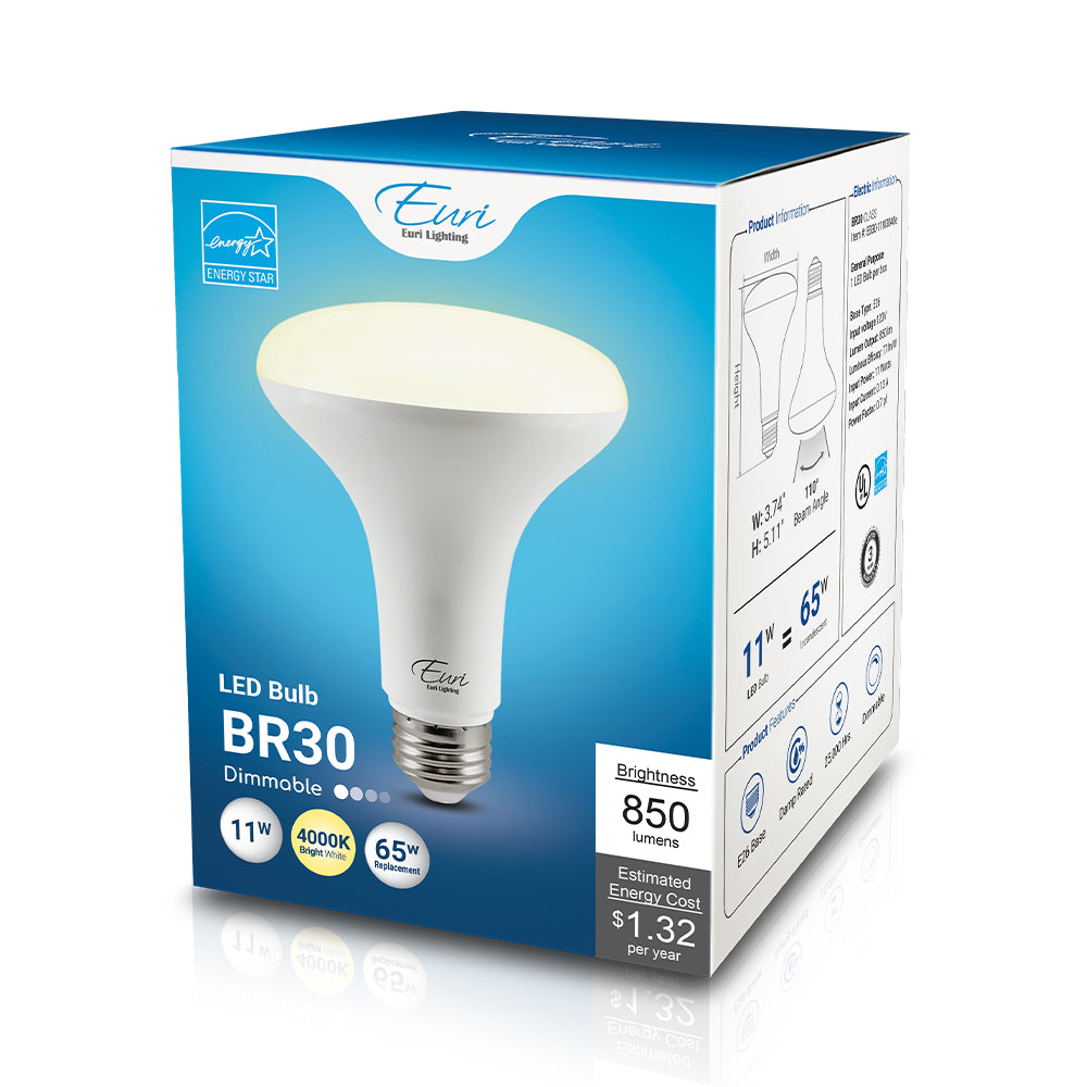 BR30 LED Bulb 11W 4000K - Euri Lighting