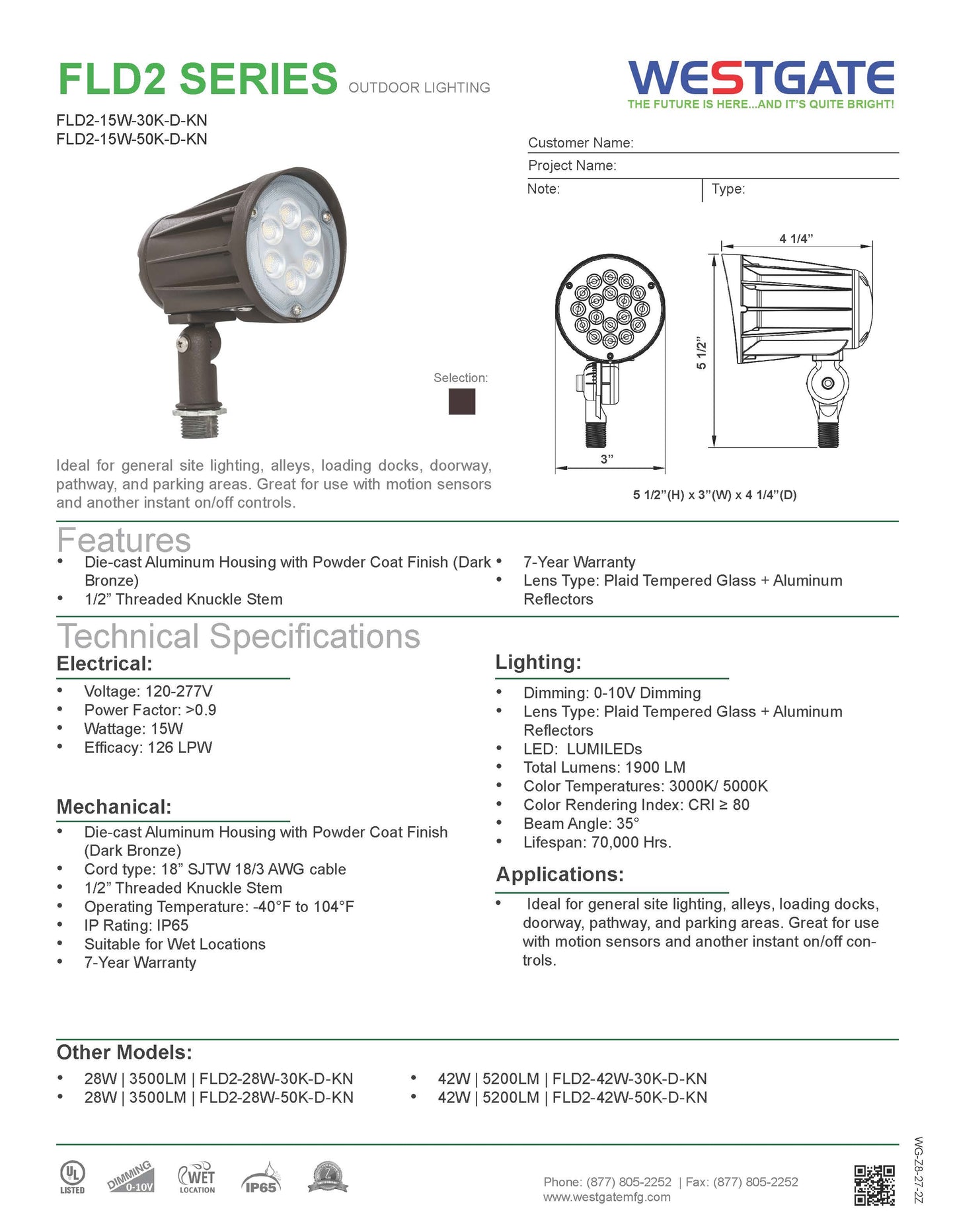 FLD2 Series Outdoor Lighting - Westgate