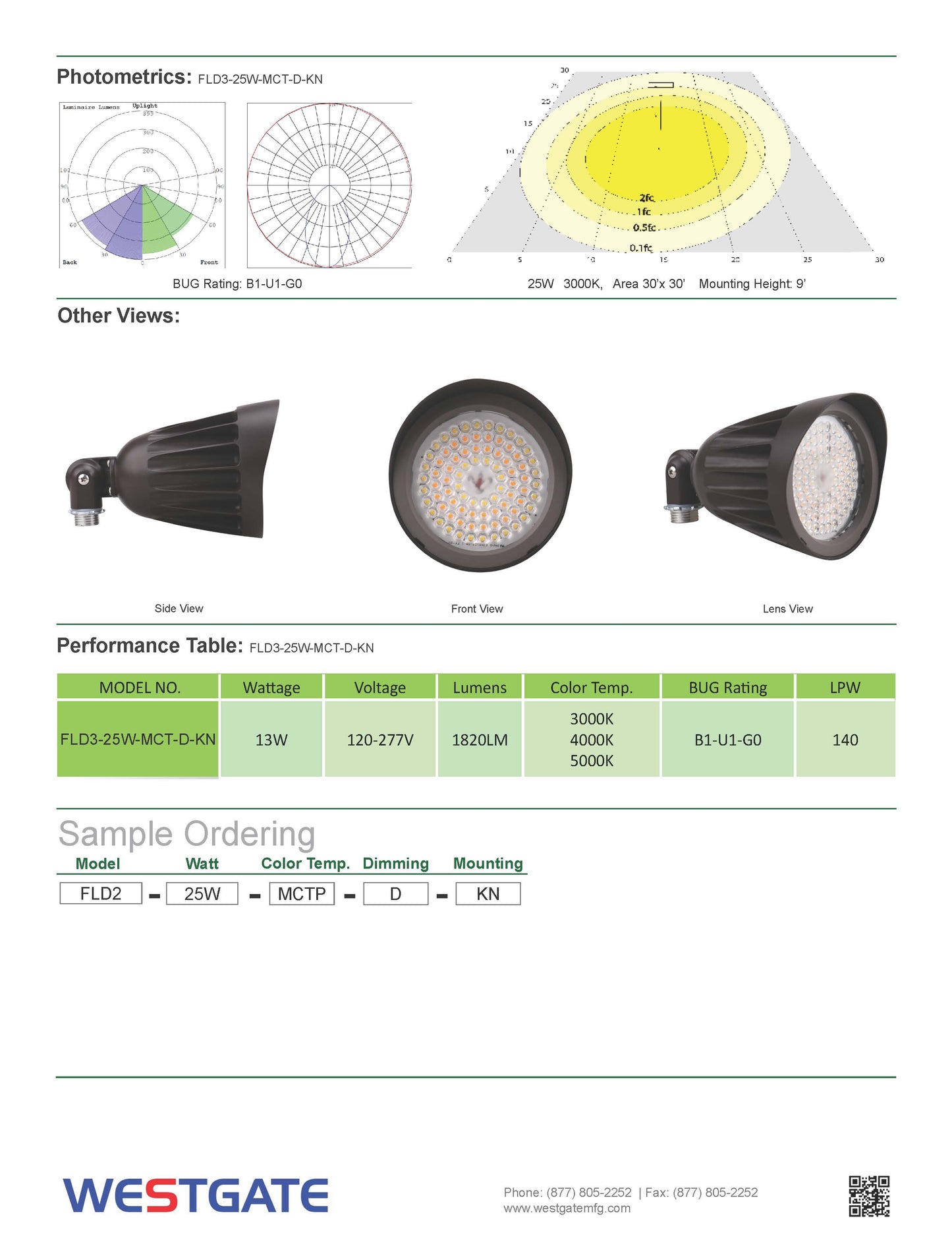 Flood Head with Photocell - FLD3 25W