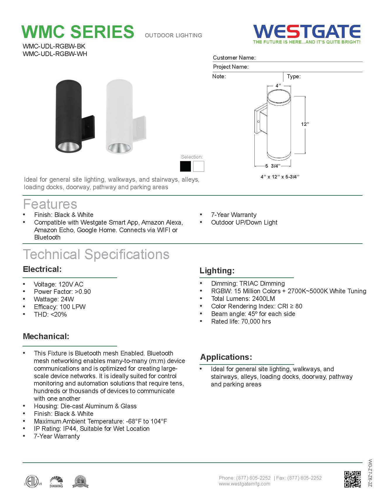 4" RGBW LED Outdoor Round Cylinder Lights