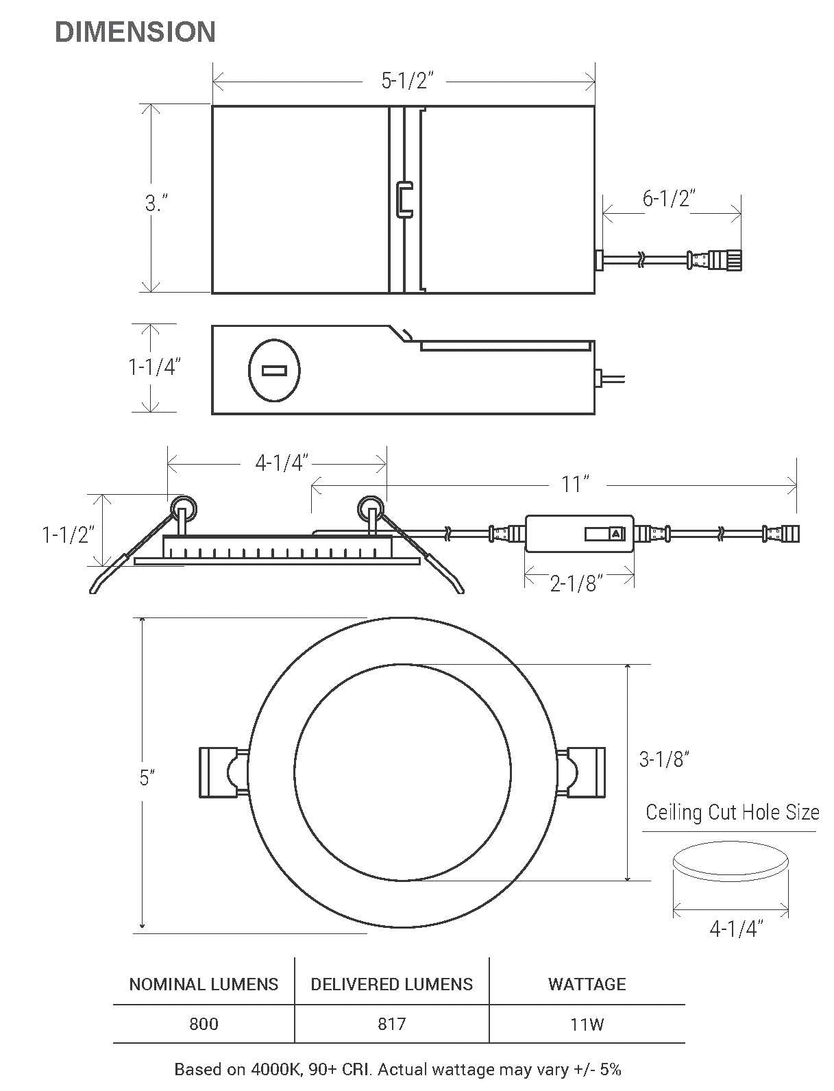 4 Inch Fire Rated Round Slim LED with Multi CCT - FS-RL475