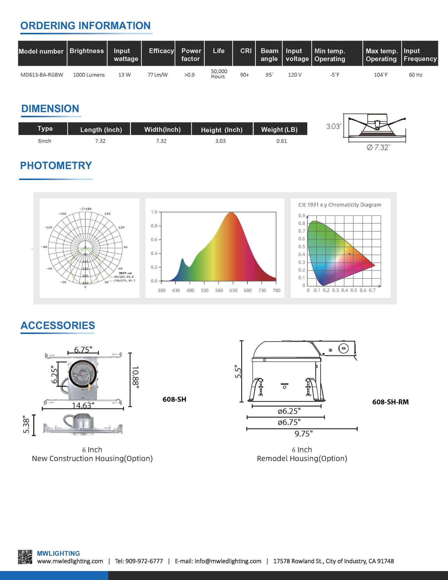 6" Baffle Smart Retrofit Downlight with RGBW