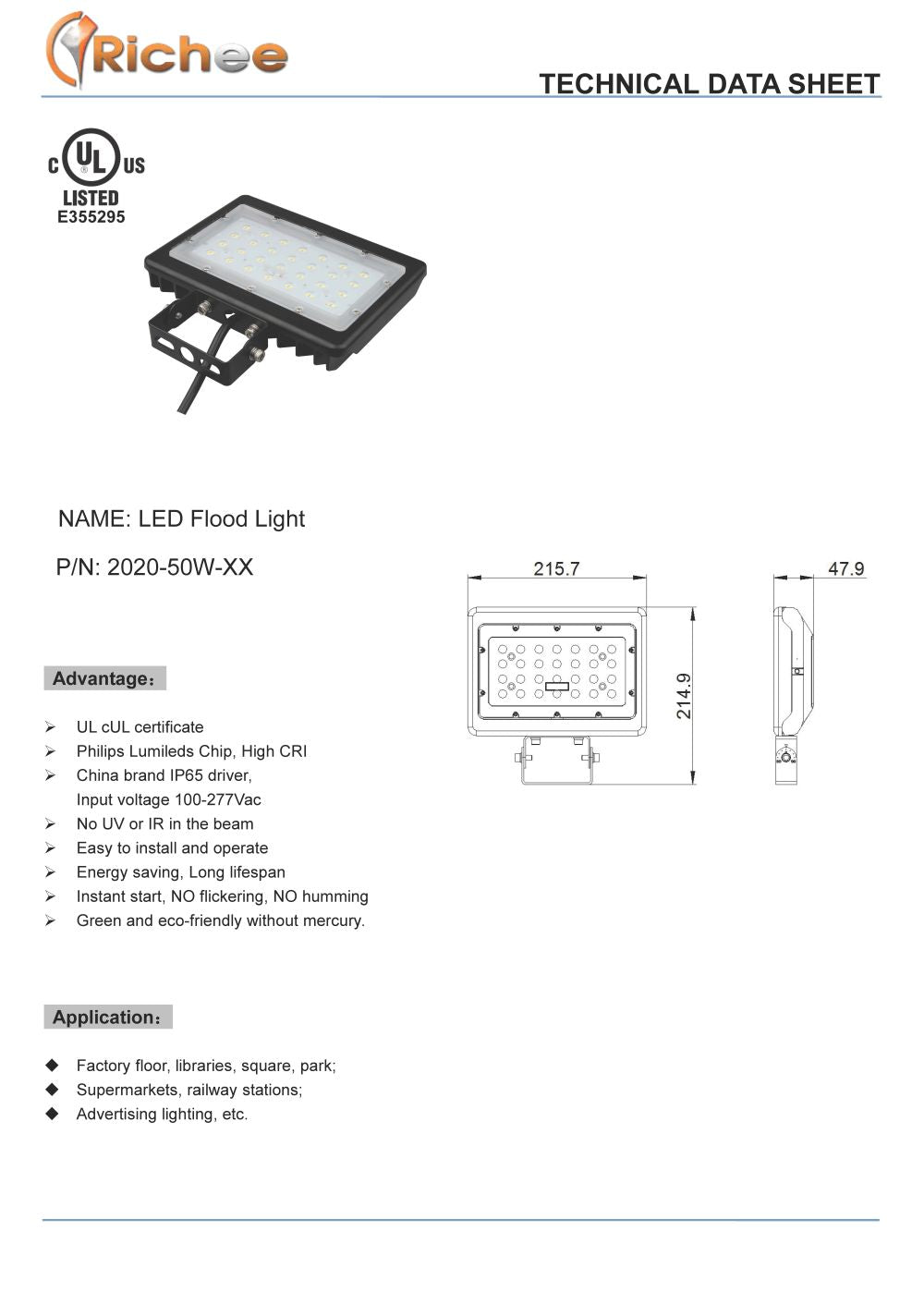 Flood Light 50W TRUNNION Type