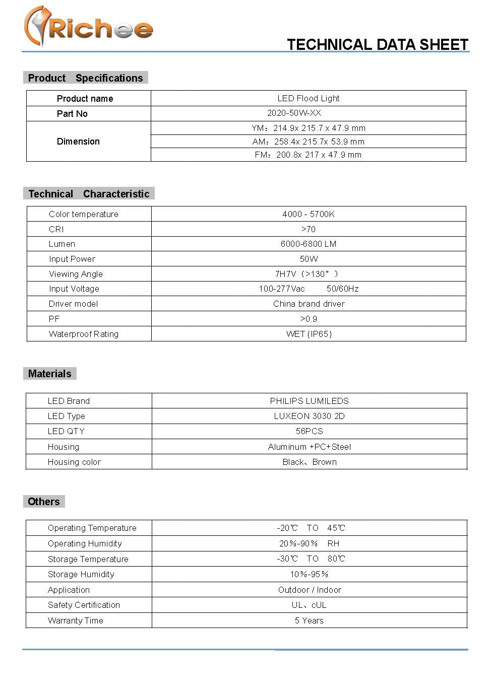 Flood Light 50W TRUNNION Type