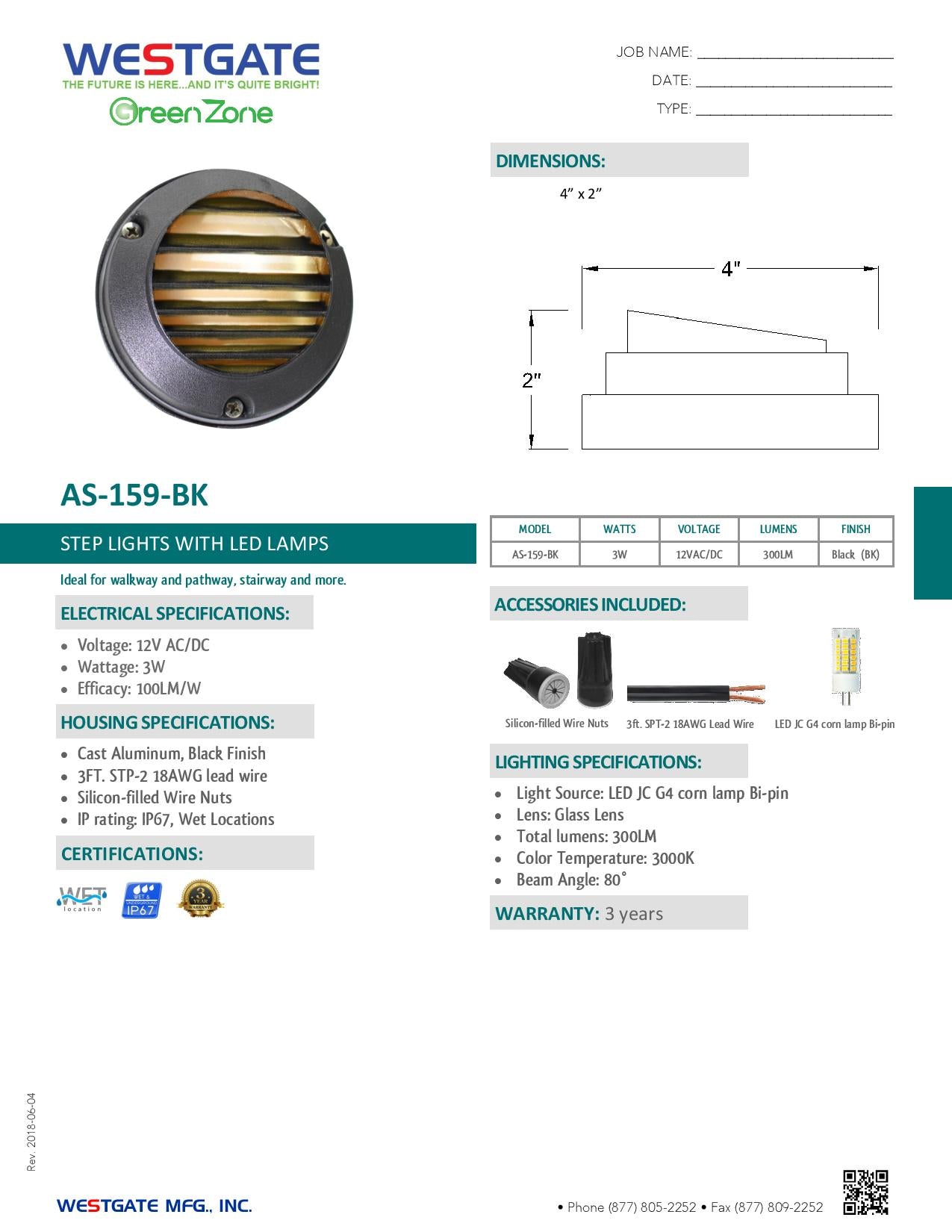 Step Lights with LED Lamps - WESTGATE