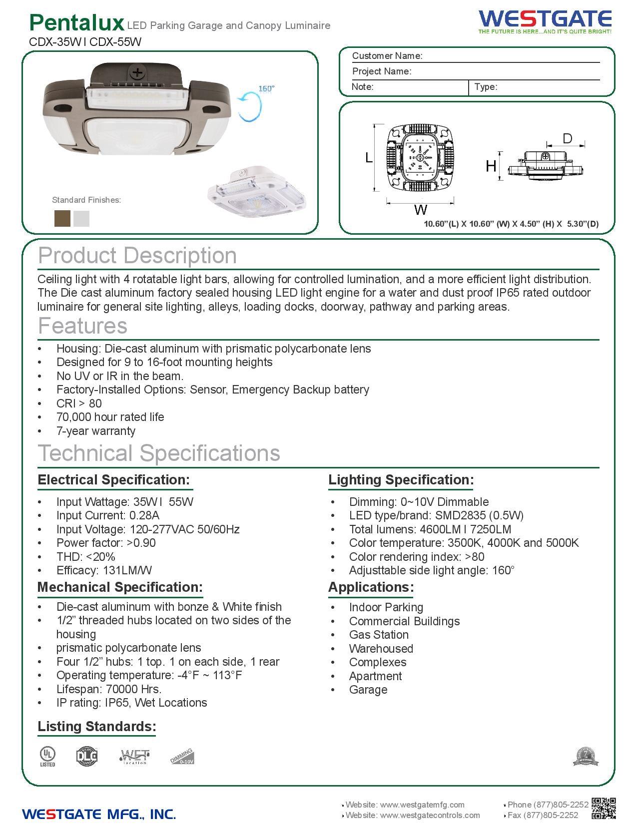 LED Pentalux LED Adjustable Canopy Lights
