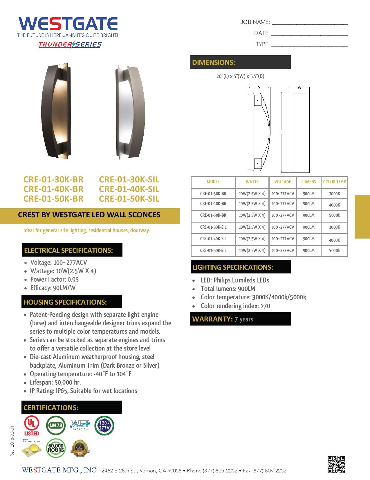 LED Crest by Westgate - Silver Lunette