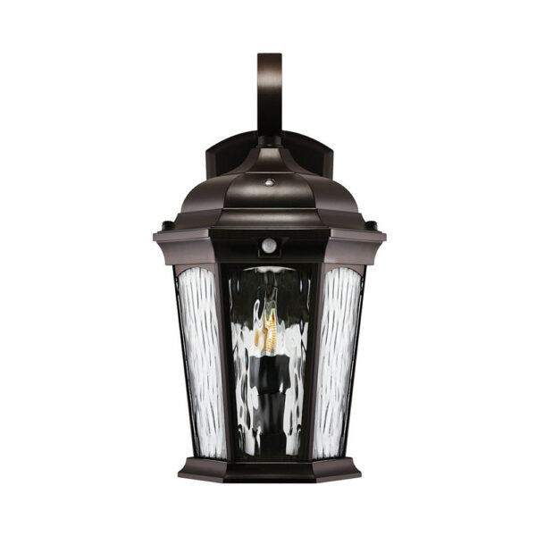LED Flickering Flame Lantern w/Dual Security Light (Bronze) - EFL-130W-MD