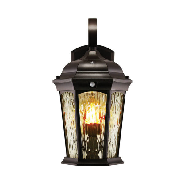 LED Flickering Flame Lantern w/Dual Security Light (Bronze) - EFL-130W-MD