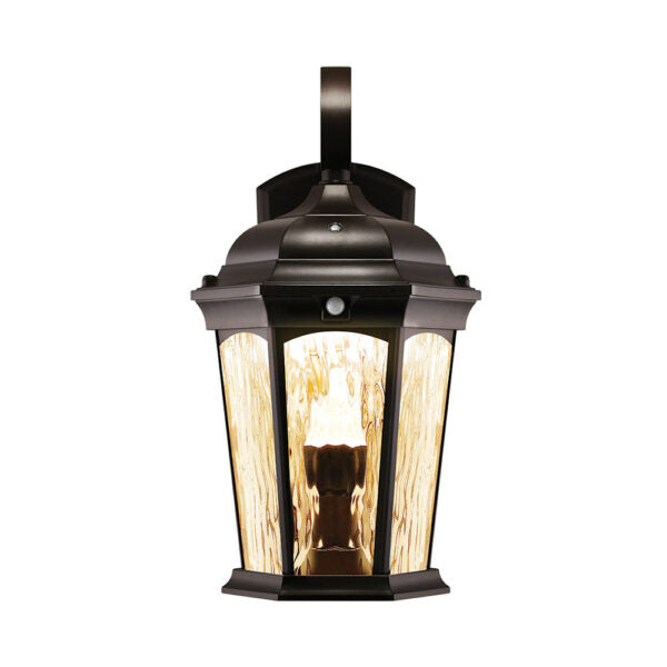 LED Flickering Flame Lantern w/Dual Security Light (Bronze) - EFL-130W-MD