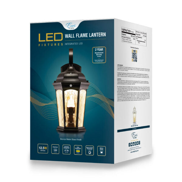 LED Flickering Flame Lantern w/Dual Security Light (Bronze) - EFL-130W-MD