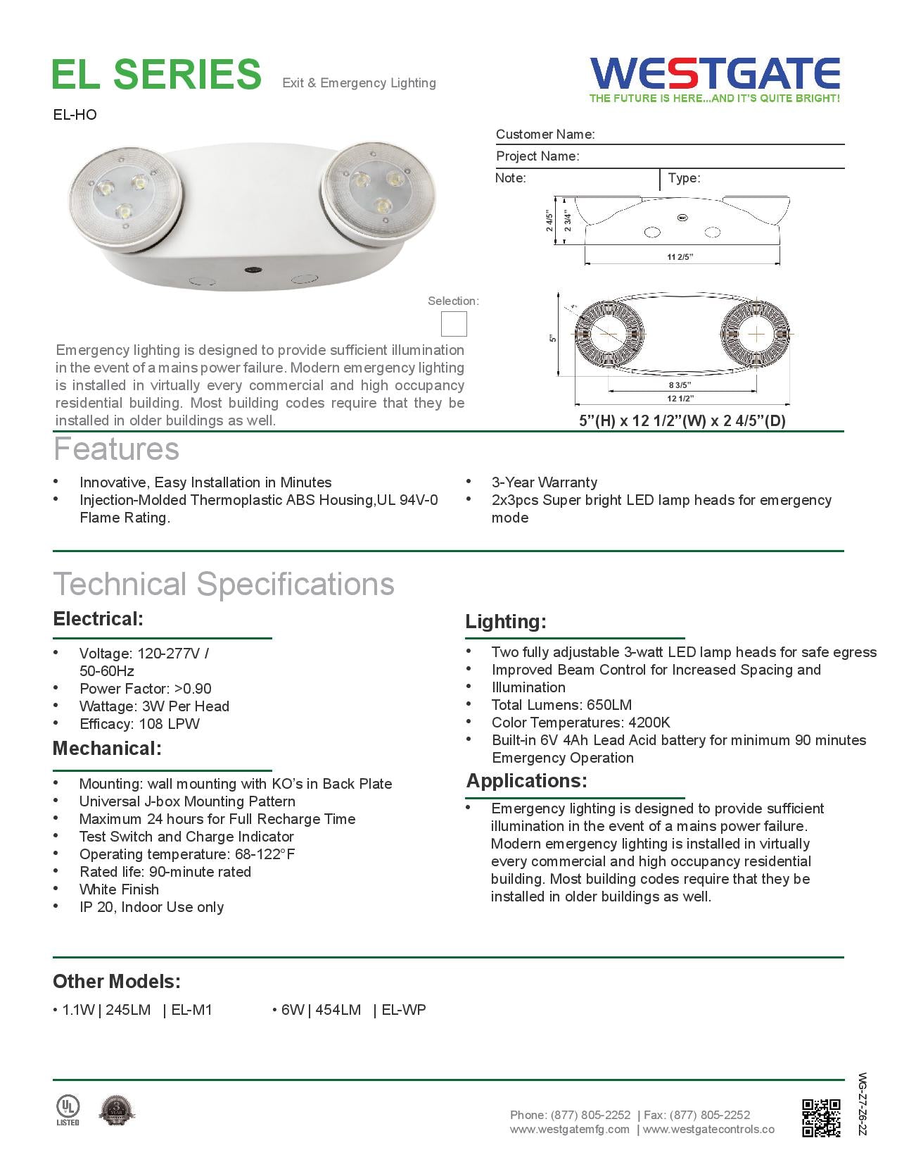 WESTGATE LED 2-Head High-Output Emergency Light