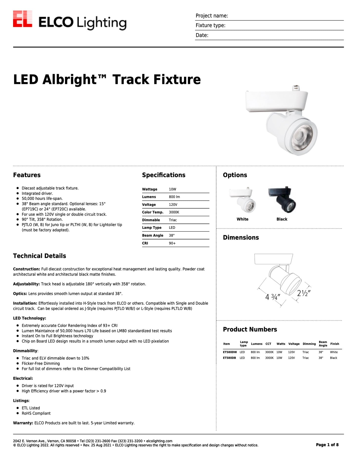 LED Albright Track Fixture