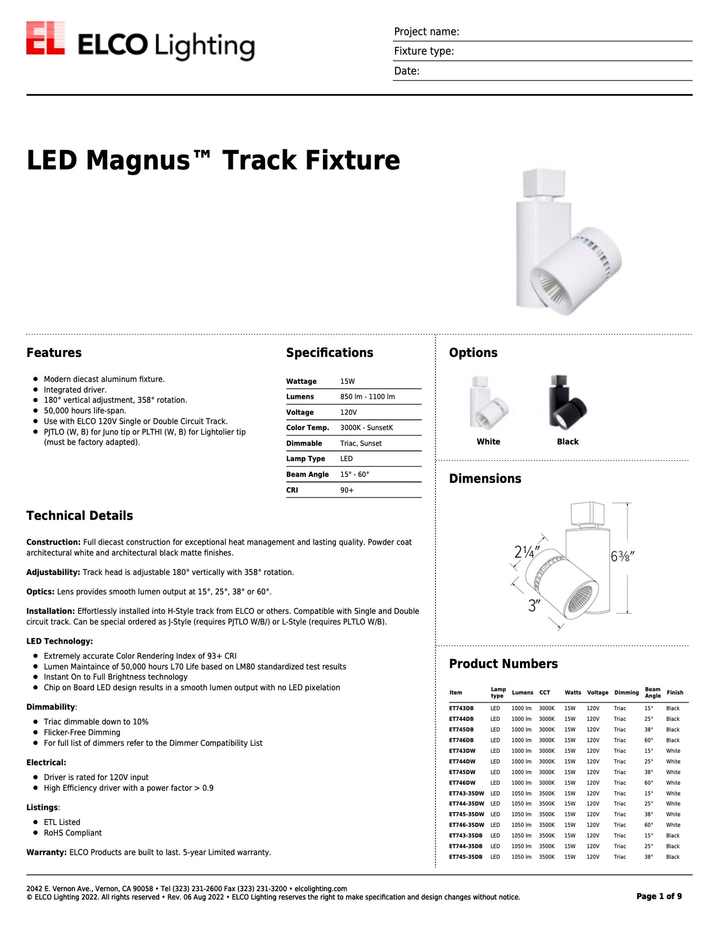 LED Magnus Track Fixture - Elco