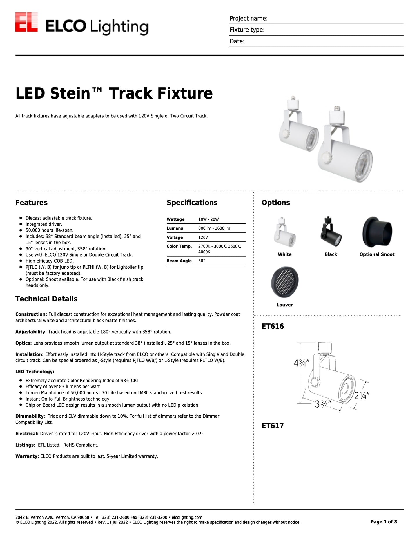 Elco LED Stein Track Fixture
