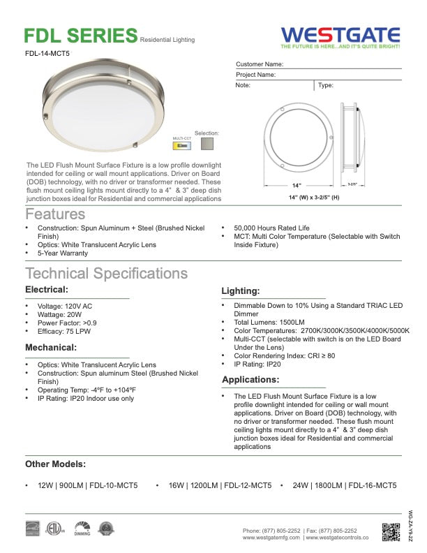 LED Double Ring Flush Mount 14 Inch