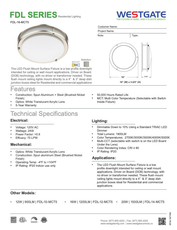 LED Double Ring Flush Mount 16 inch