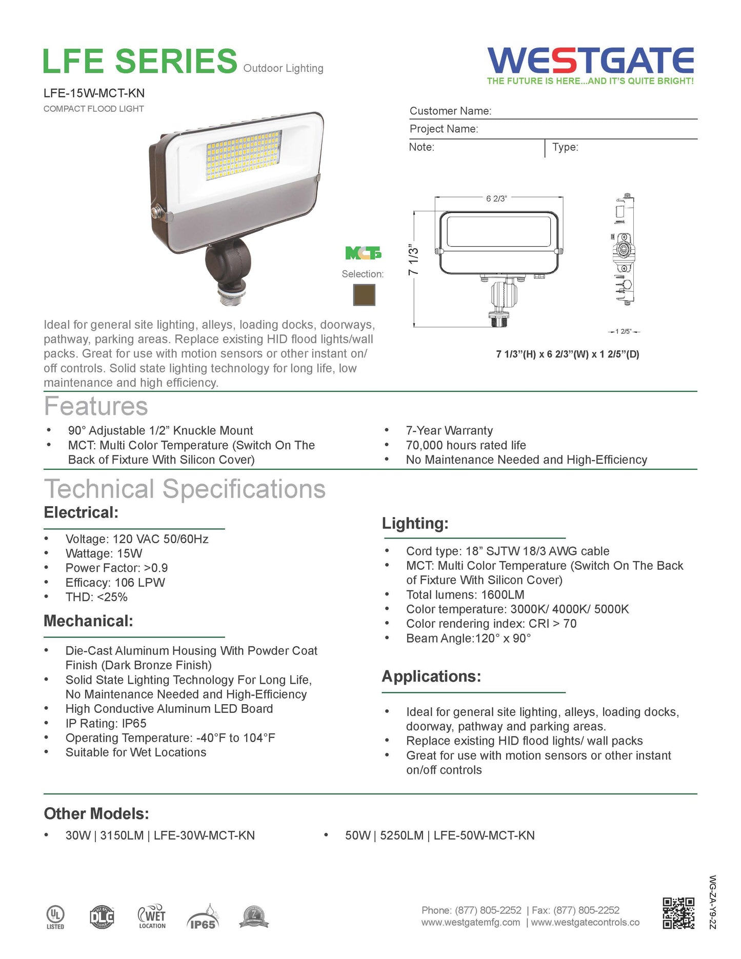 LED Compact Flood Lights 15W