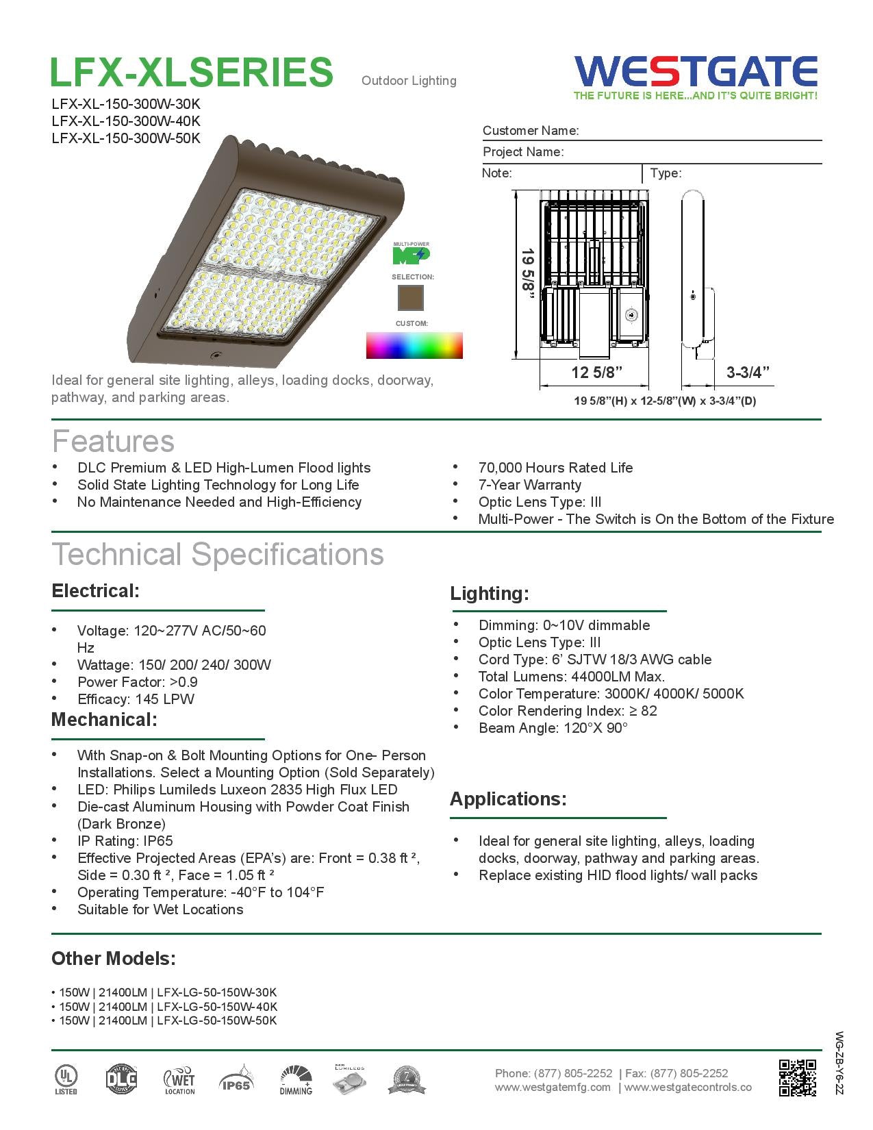 LFX LED Multi-Power High Lumen Flood Light Series - WESTGATE
