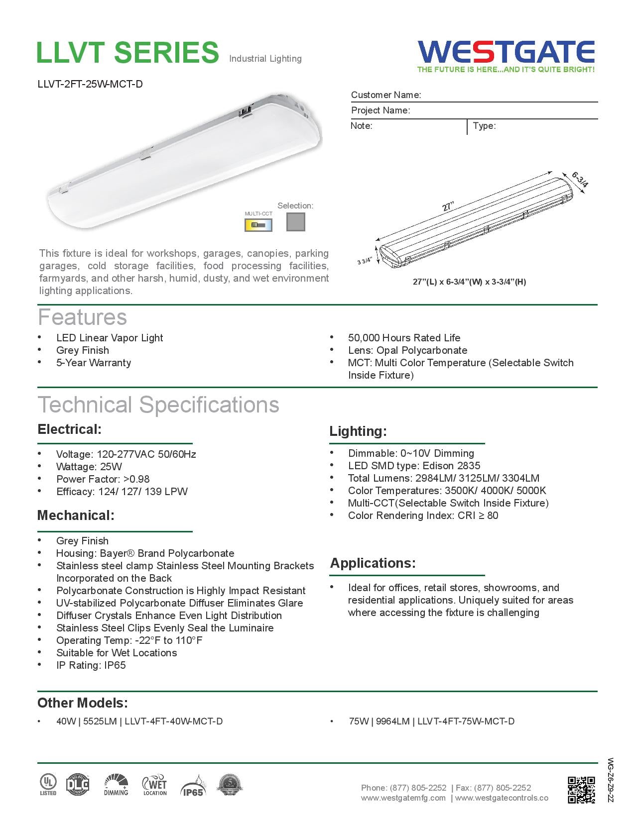 LED Linear Vapor Lights