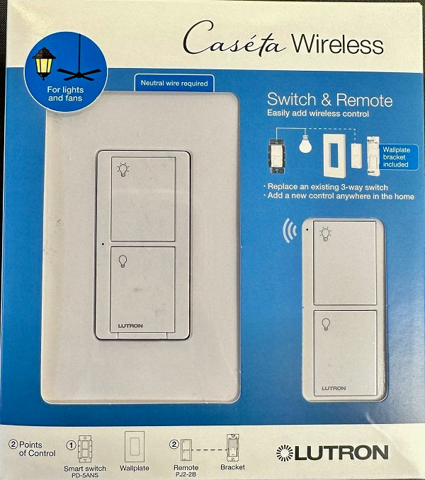 Lutron Caseta Wireless Switch and Remote P-PKG1WS-WH