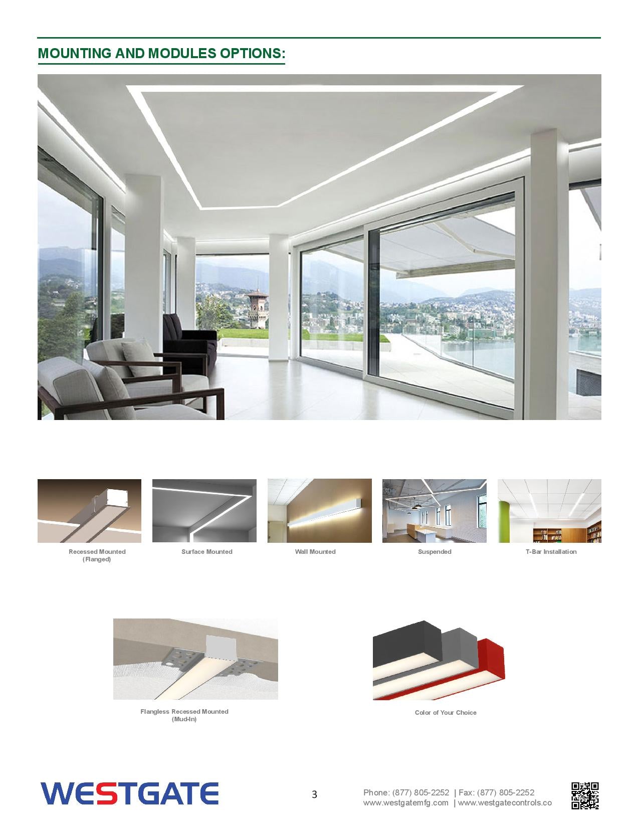 LED 2-3/4" Superior Architectural Seamless Linear Lights with Drop Lens 2ft