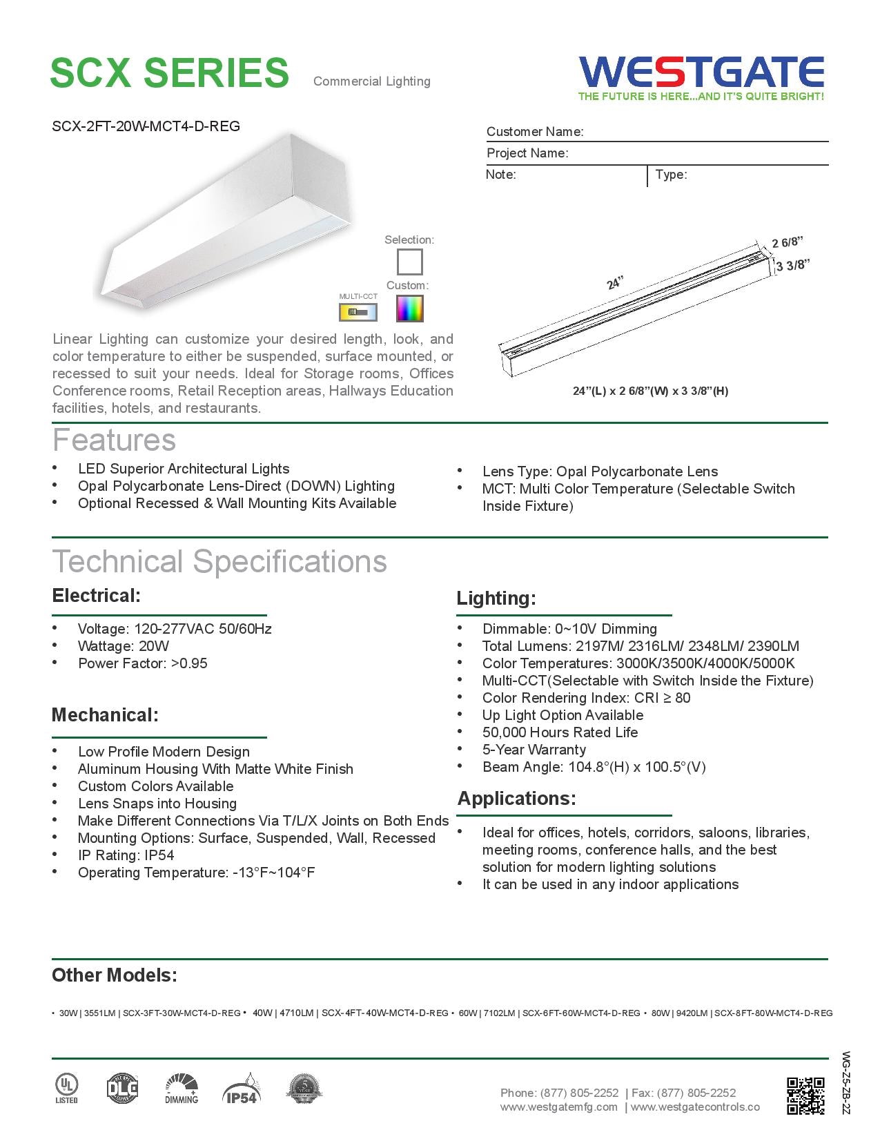 LED 2-3/4" Superior Architectural Seamless Linear Lights with Regressed Lens - WESTGATE