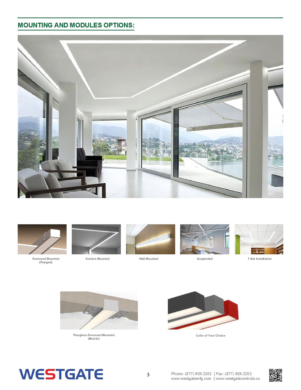 LED 2-3/4" Superior Architectural Seamless Linear Lights with Regressed Lens - WESTGATE