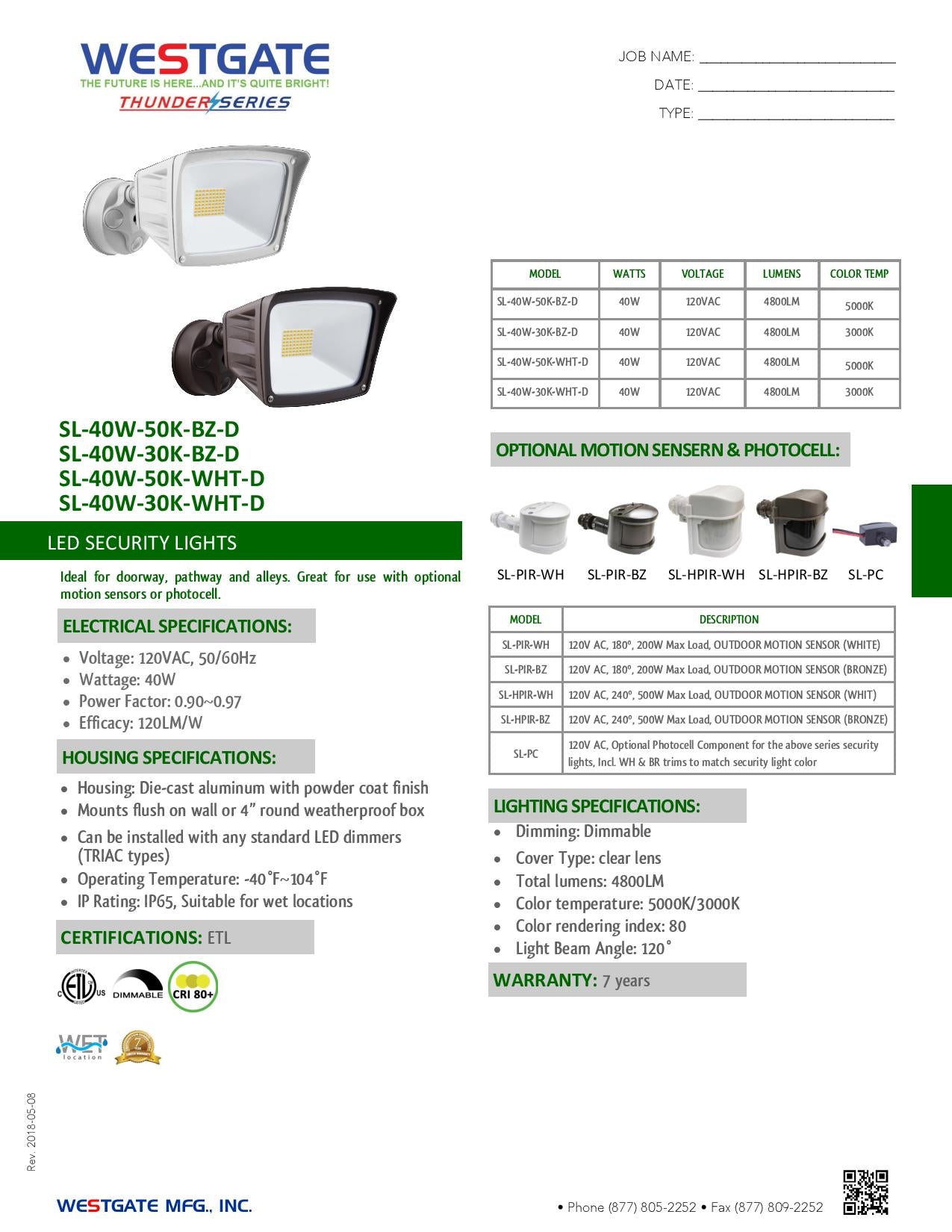LED Dimmable Security Lights - WESTGATE
