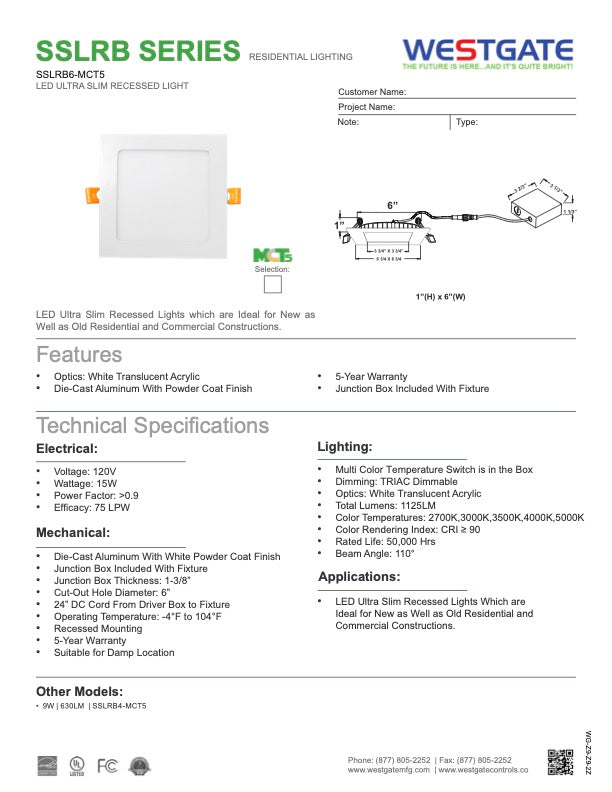 LED Square Ultra Slim Round-Back Recessed Lights - WestGate