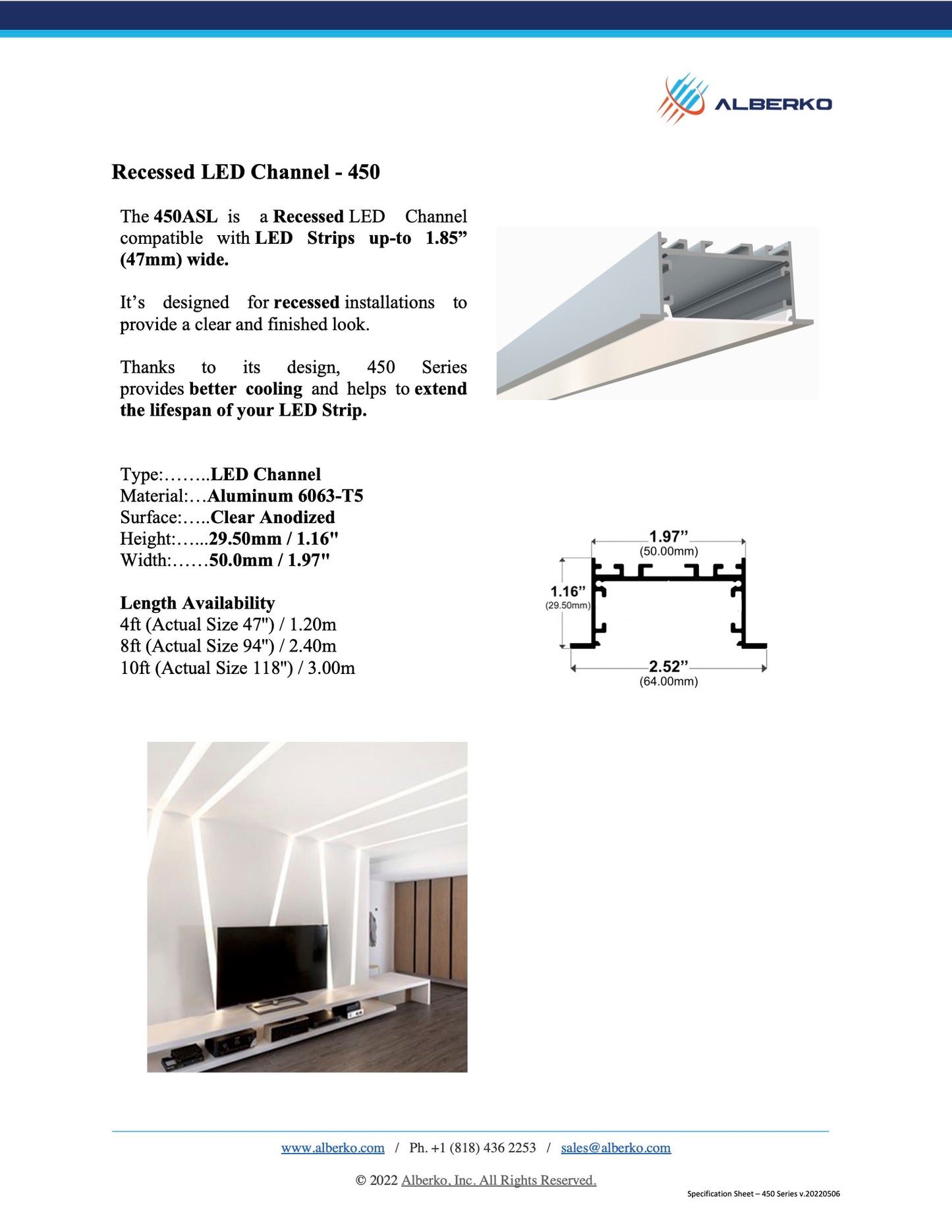 Recessed LED Channel - 450ASL