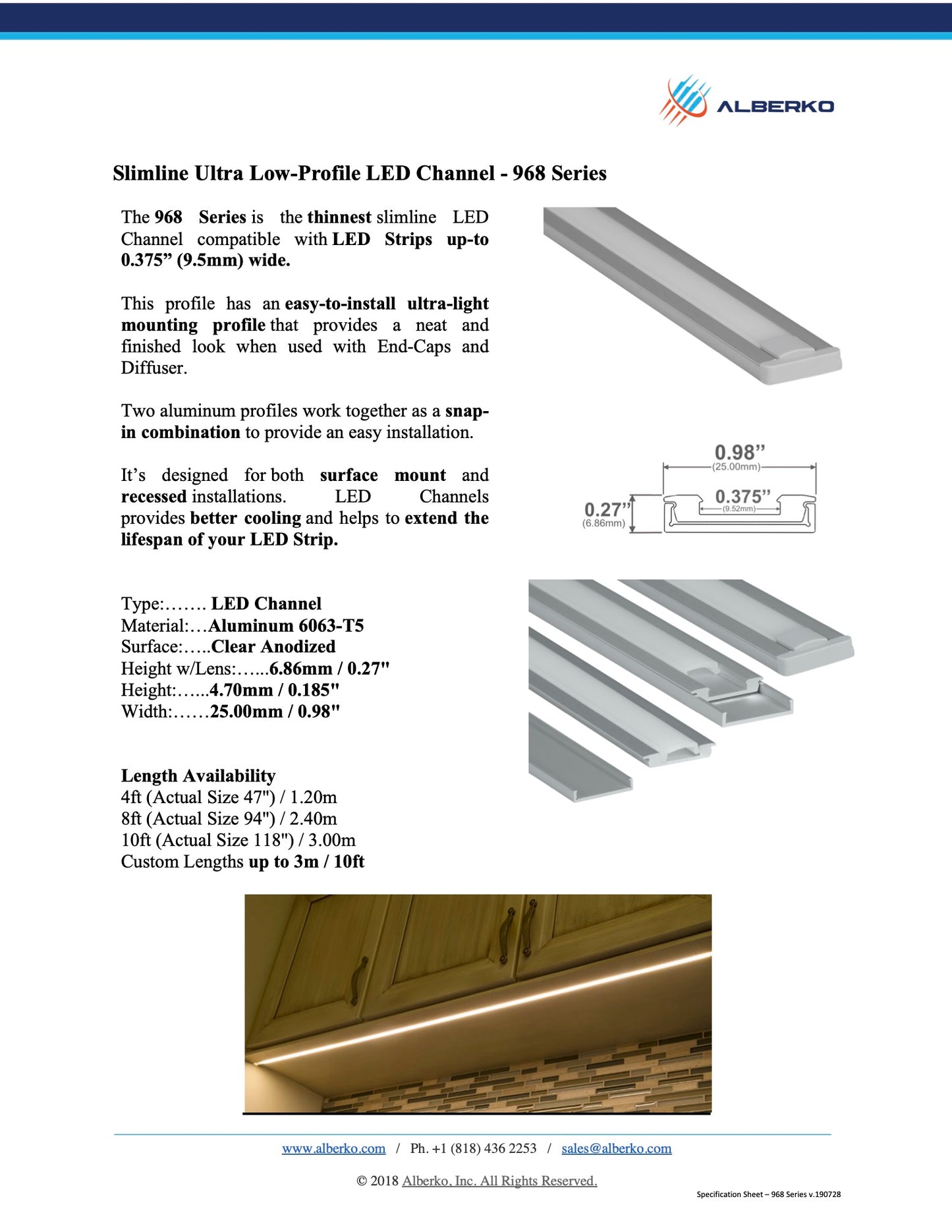 Ultra Low Profile Slimline LED Channel - 968ASL
