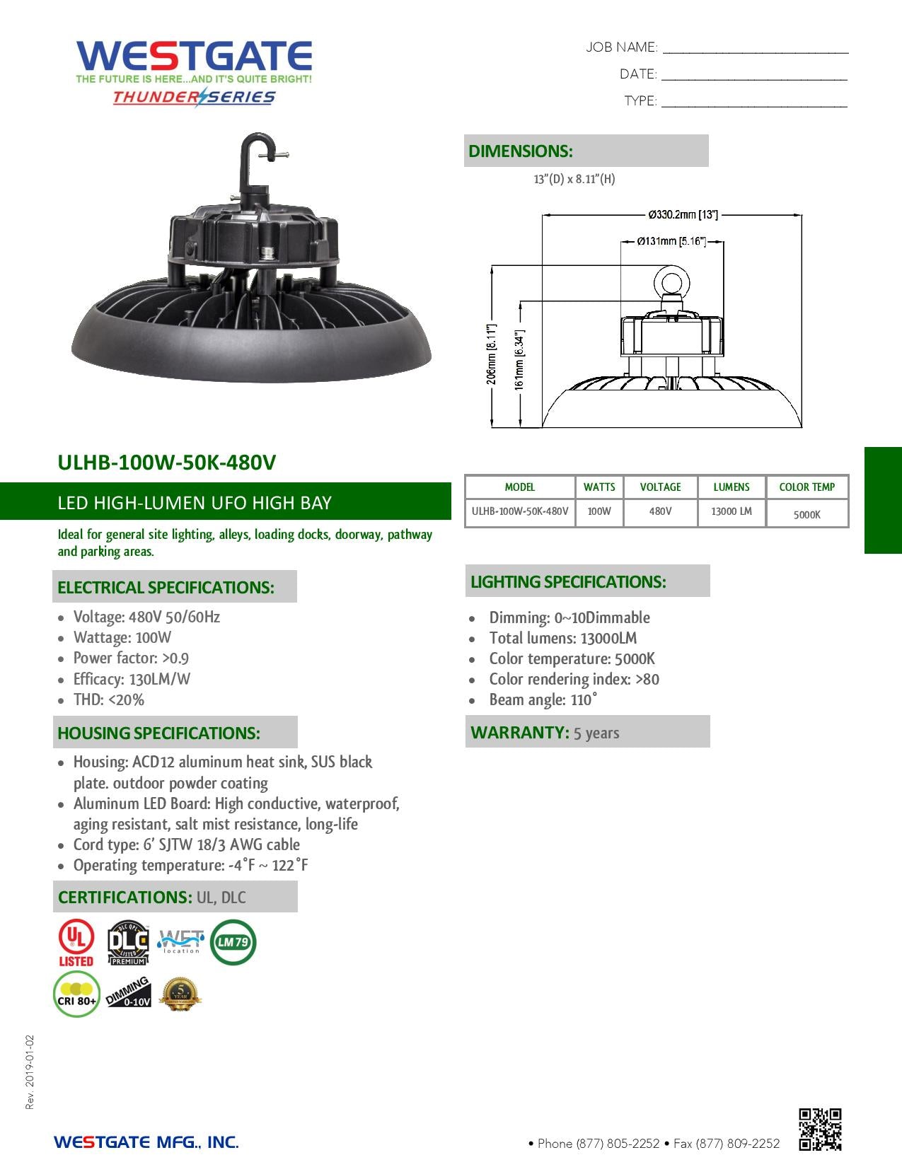 WESTGATE LED High Lumen UFO Highbay