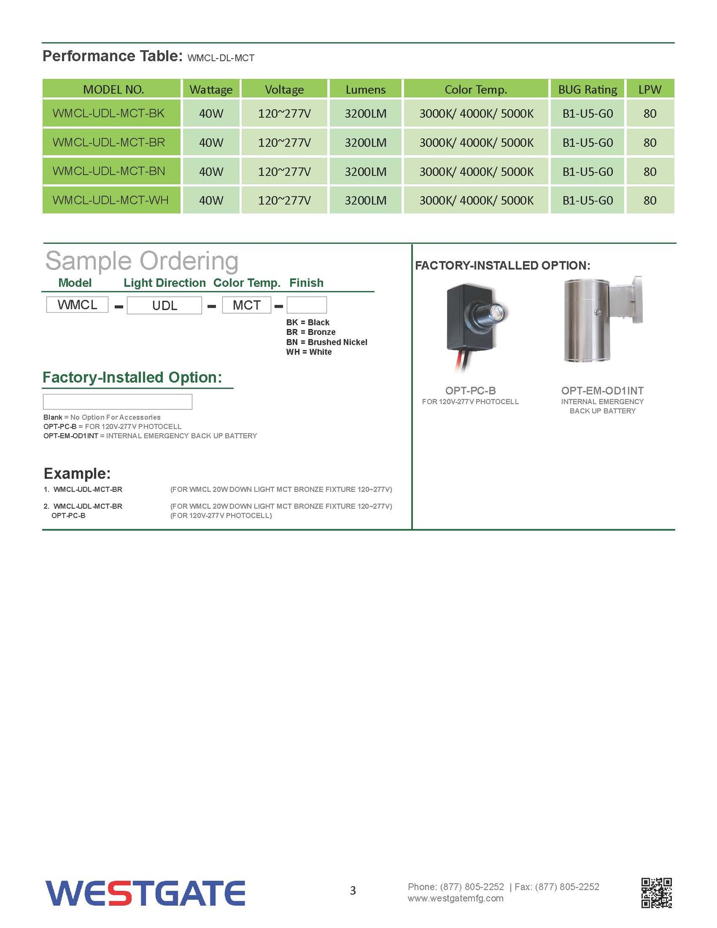LED MCT Large Wall Mount Cylinder Lights