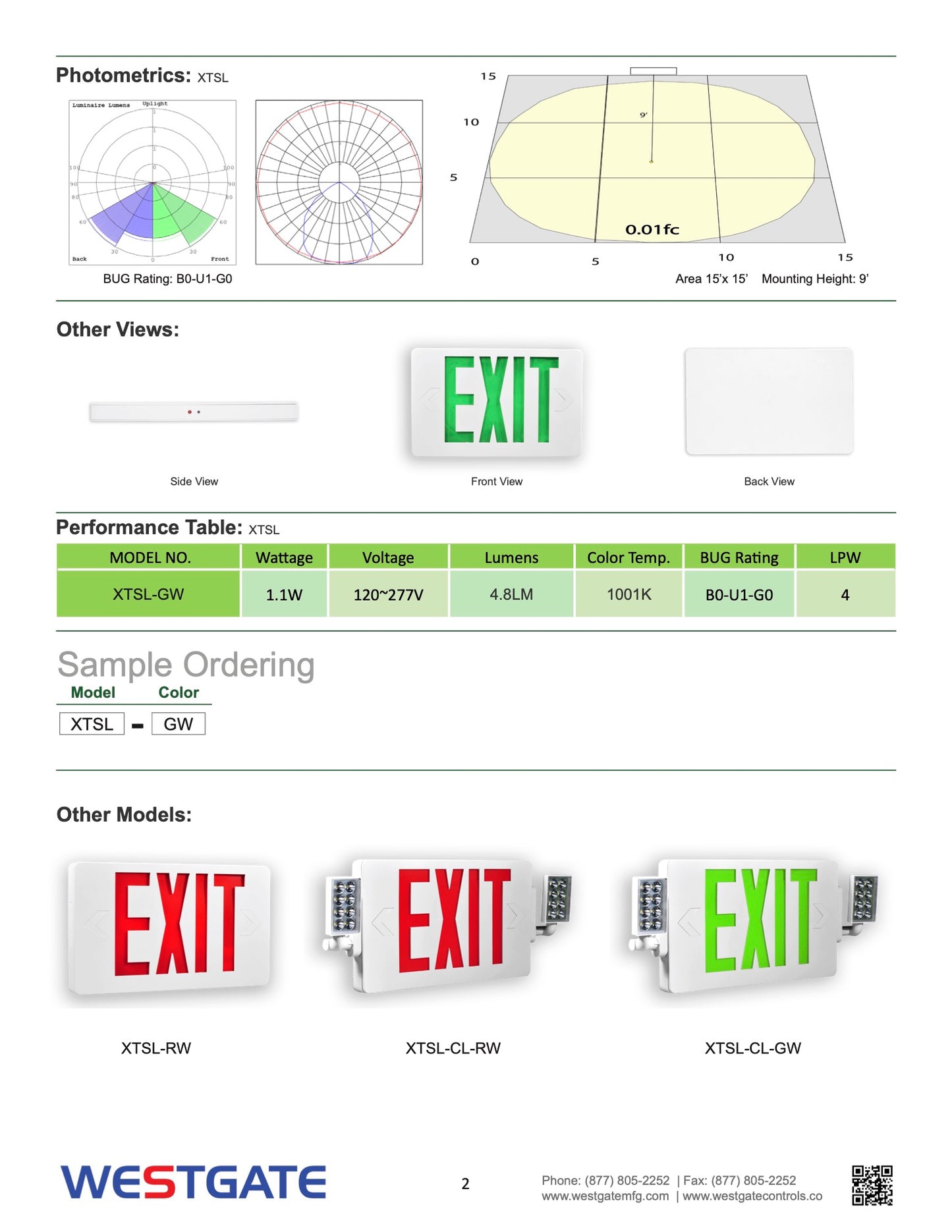 Ultra Think Emergency Exit Sign Green