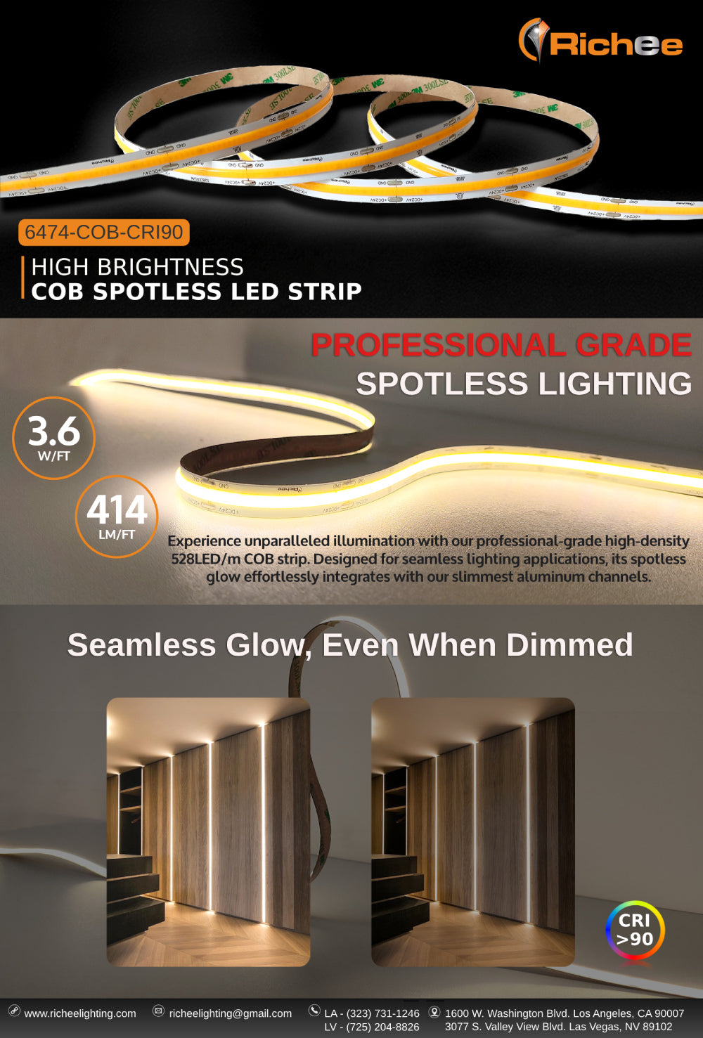 LED COB Strip 6474-27K-24V