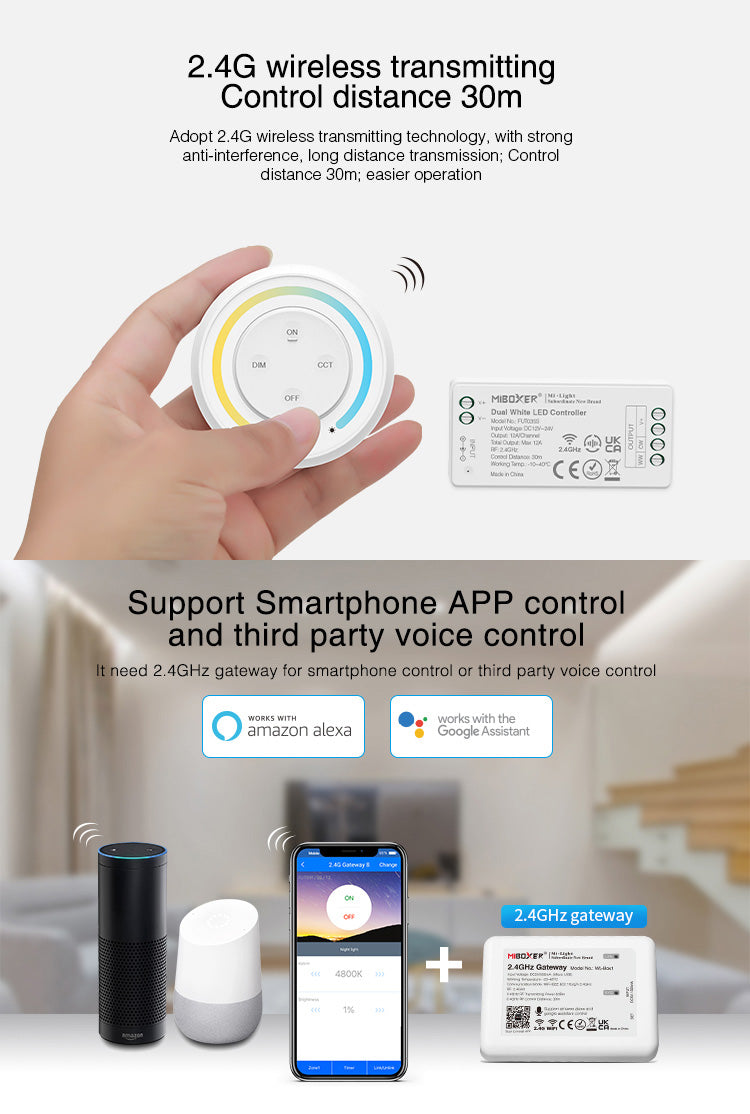 Round Tunable White CCT LED Controller Set
