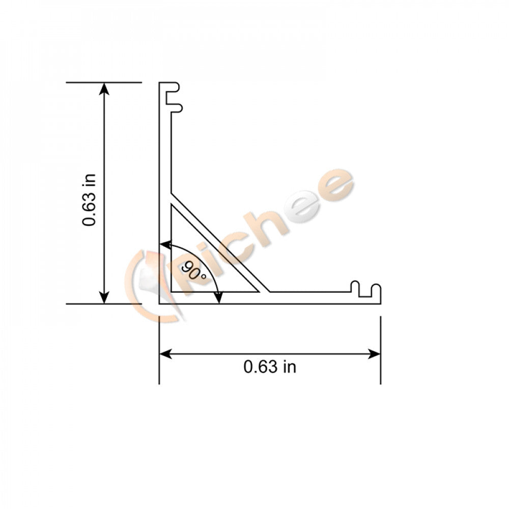 5/8" FULL COVER ANGLED LED ALUMINUM CHANNEL - 9635B
