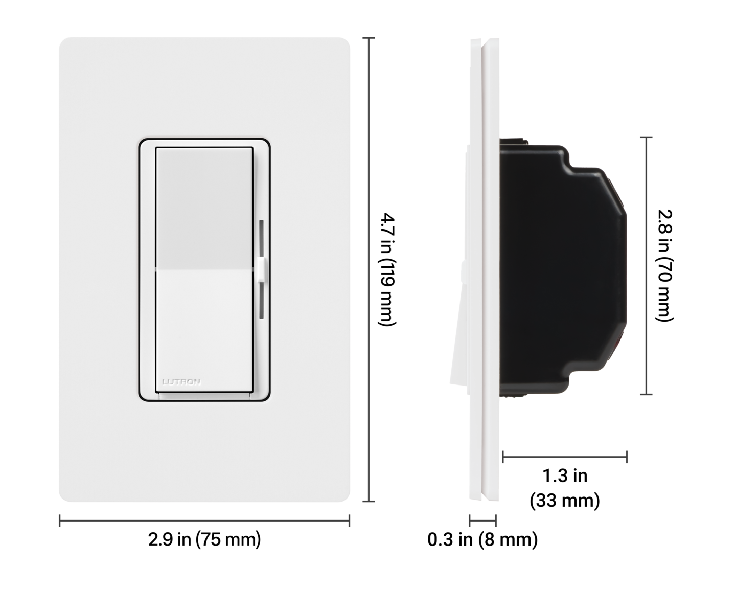 Lutron Diva LED+ Dimmer Switch for Dimmable LED, Halogen and Incandescent Bulbs, Single-Pole or 3-Way, DVCL-153P-WH, White