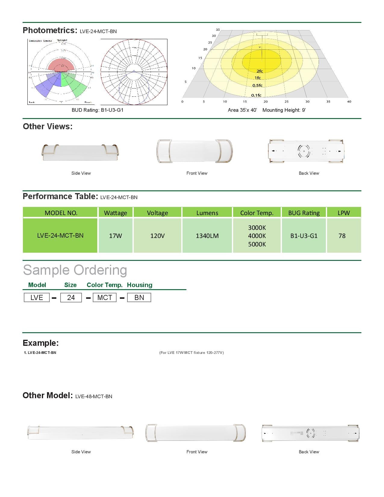 LVE Multi-CCT Vanity Lights with PC Lens and Metal Rings
