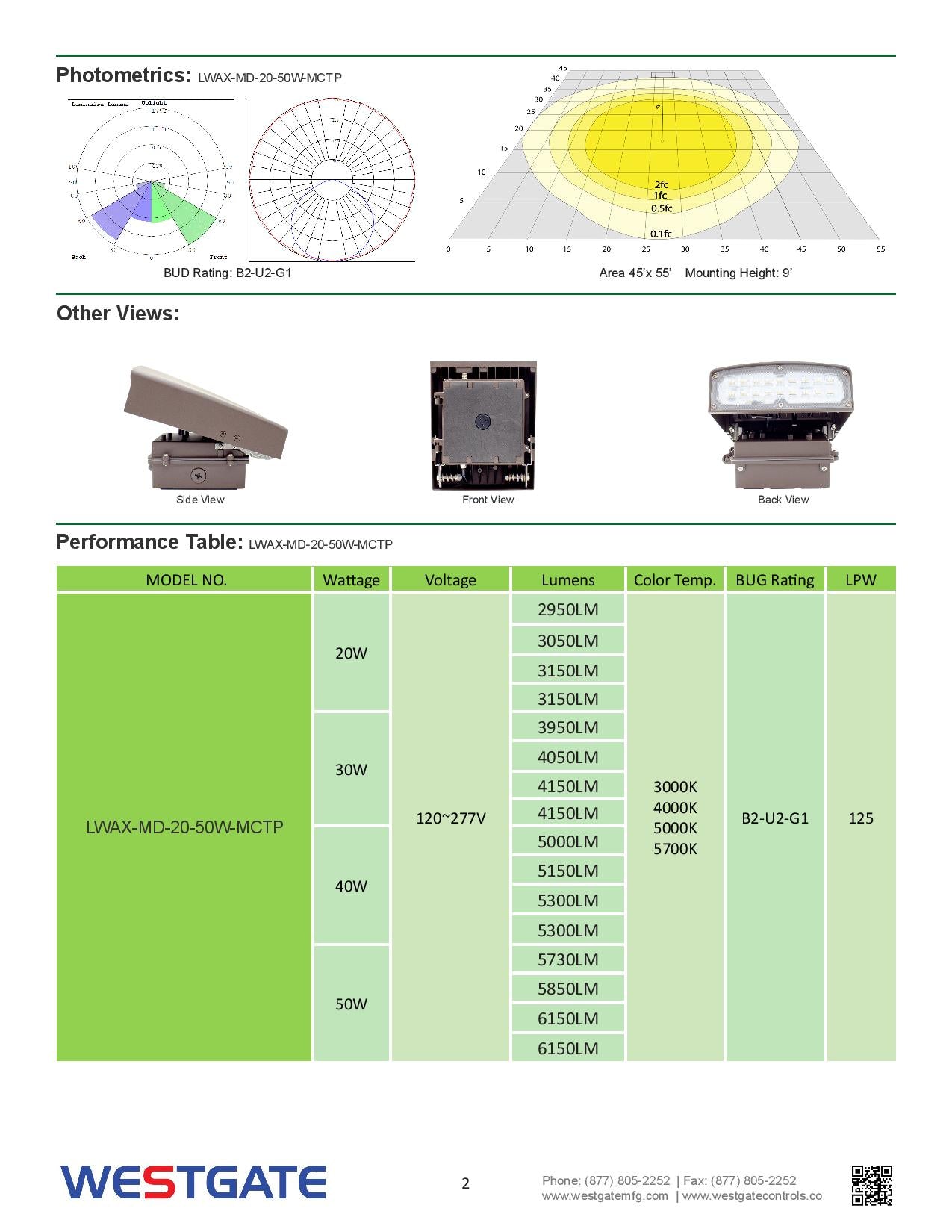 LWAX LED Power & CCT Adjustable Cutoff Wall Packs - WESTGATE