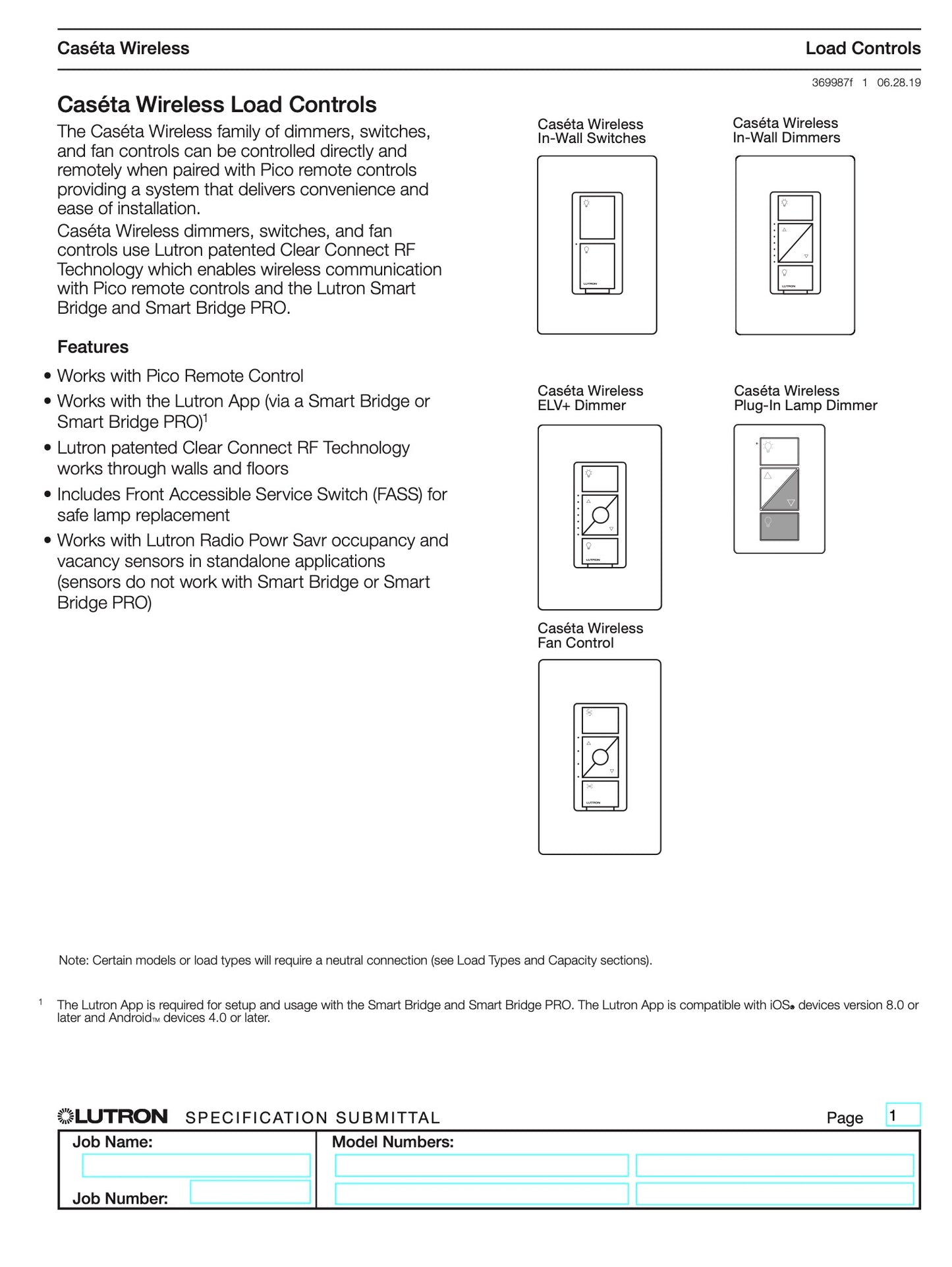 LUTRON Switch Caseta White