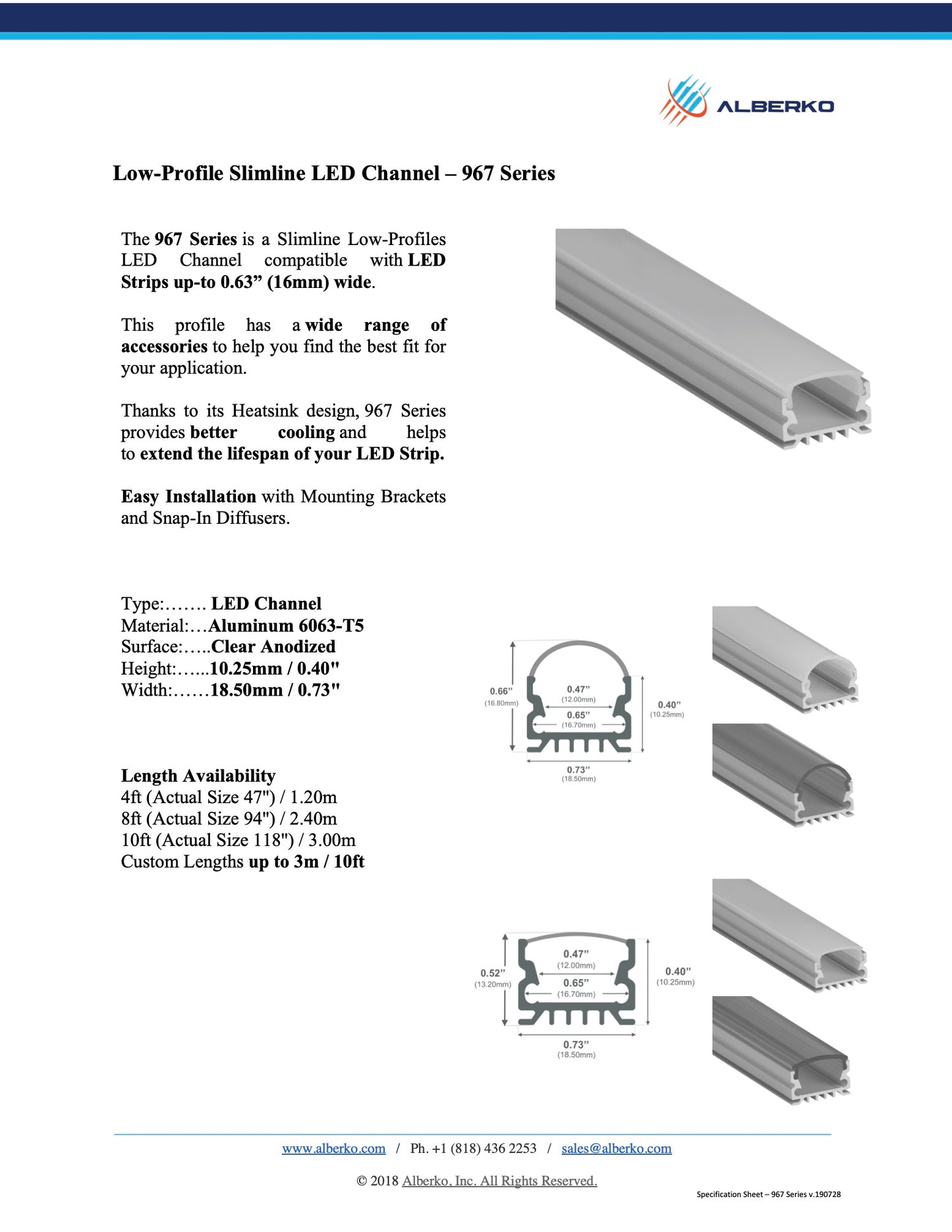 967ASL - Low Profile Slimline LED Channel