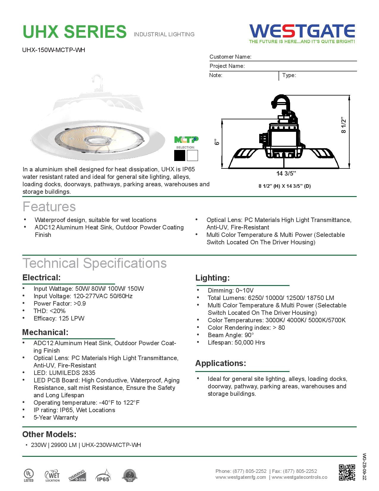 LED Multi-Power & Multi-CCT UFO Highbays - WESTGATE